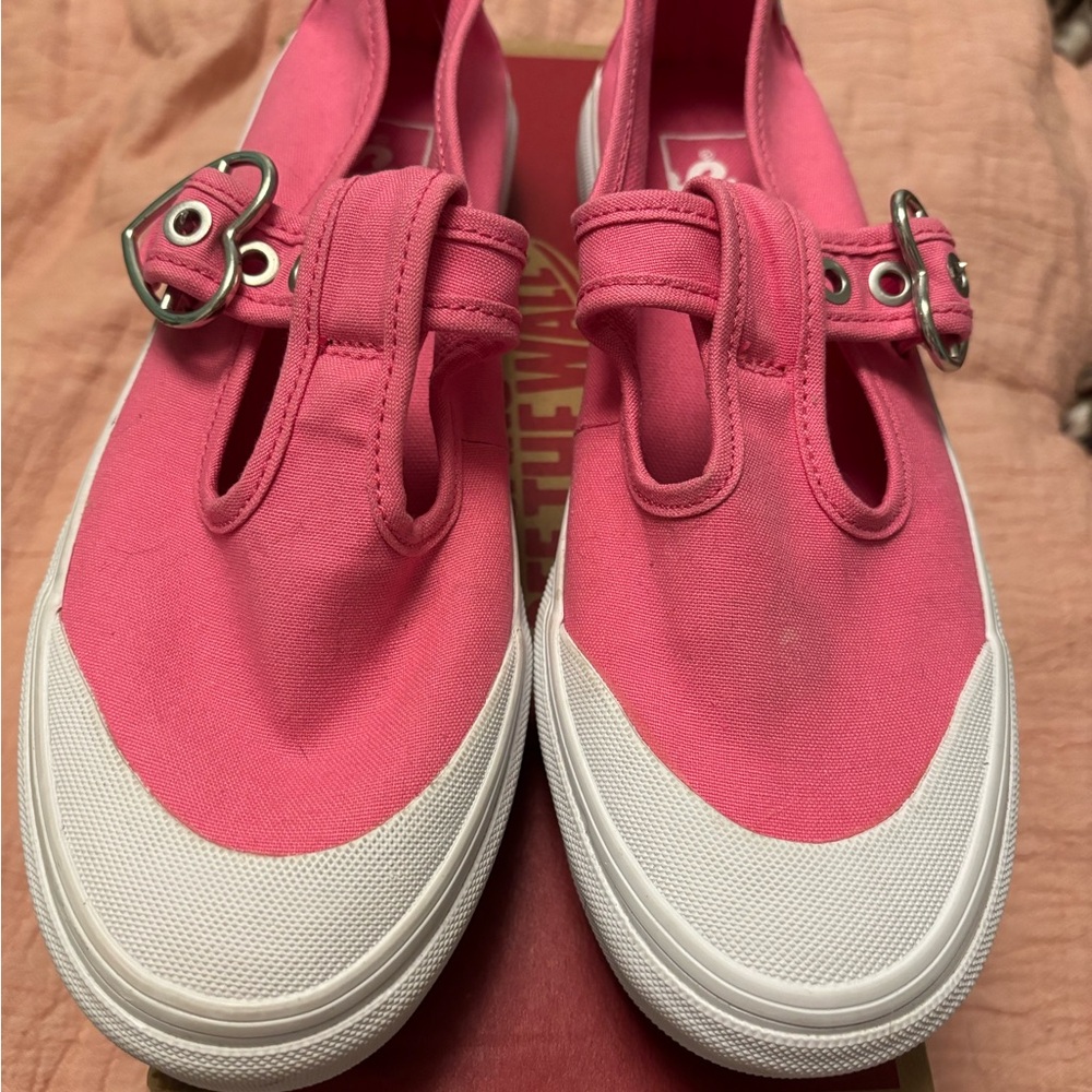 Pink Mary Jane Heart Buckle Vans Size 7.5